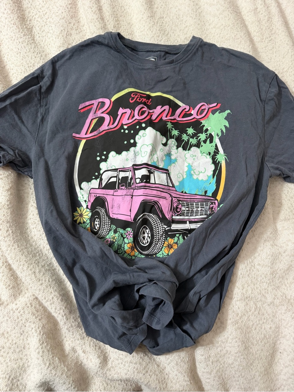 Ford Bronco Graphic Tee in Pink & Charcoal Gray XS